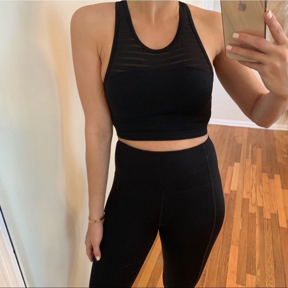 Sheer Panel Racerback Sports Bra - Picture 2 of 6